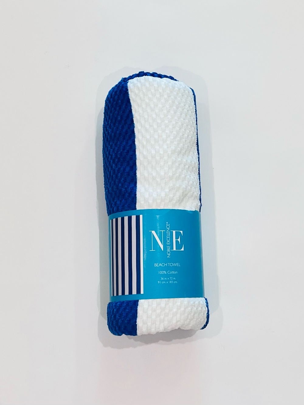 Noble Excellence Beach Towel - White & Blue NWT